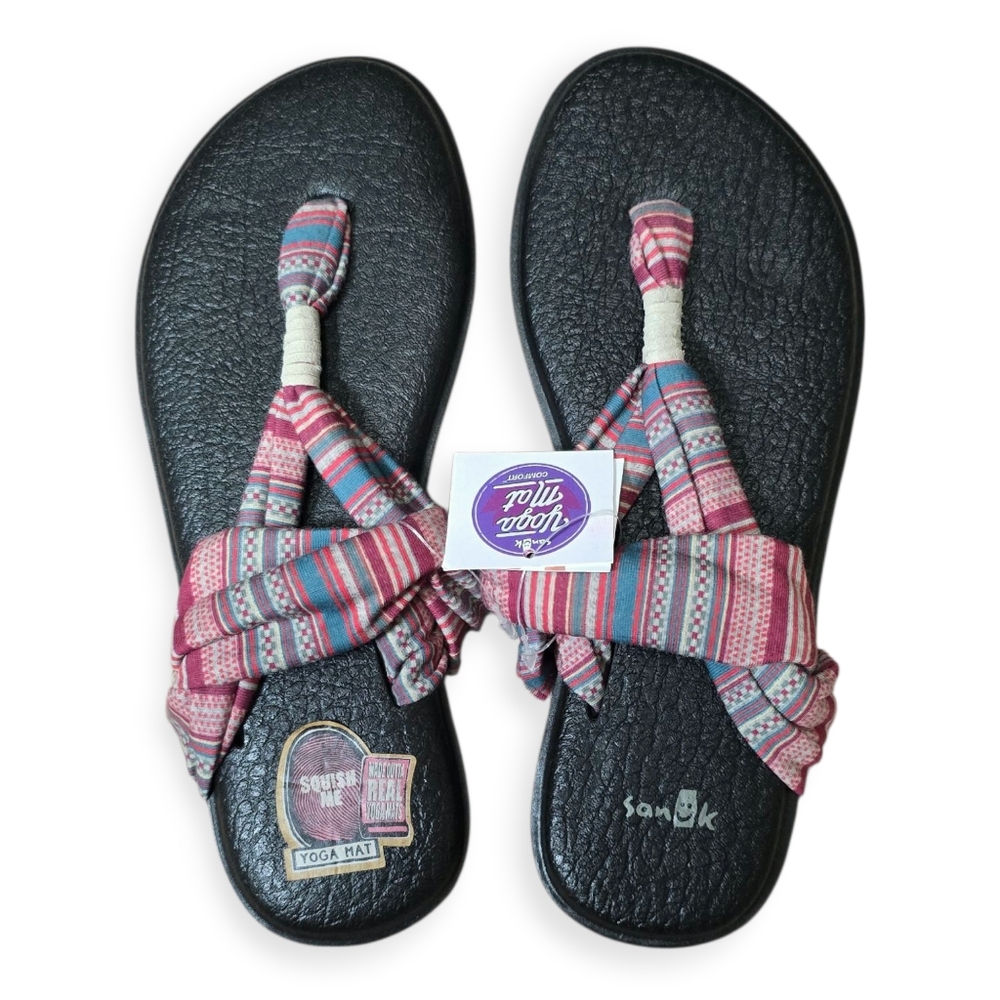 Womens Sanuk Yoga Sling Multi-Color Striped Yoga Mat Sandals Size 7